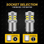 2 PCS Super Bright 1157 BAY15D 1156 BA15S LED Bulbs 12V 3030-24SMD 6500K White Car Turn Signal Tail Reverse Parking Brake Lights