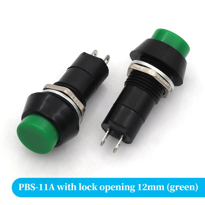 2PCS PBS-11A PBS-11B 12mm self-locking Plastic Push Button Switch Latching Switchs 3A 250V AC 2PIN