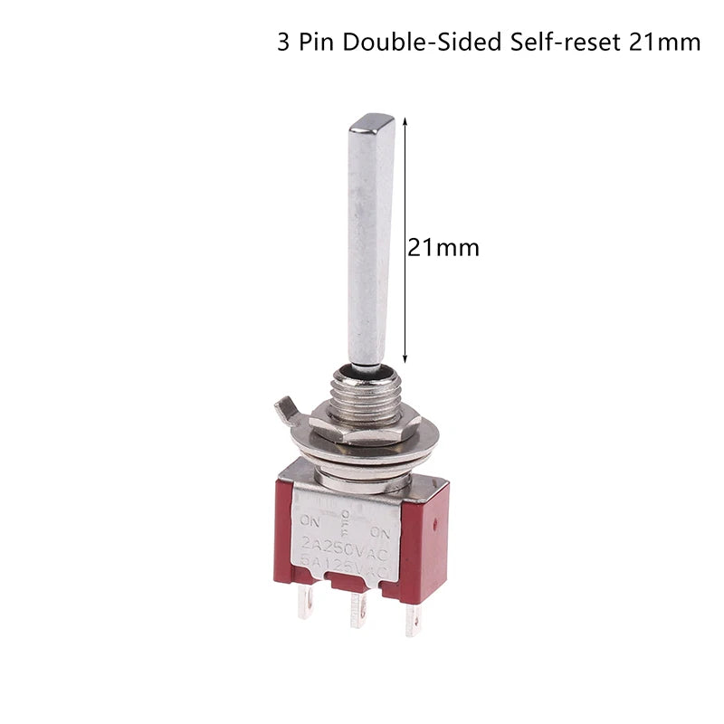 Toggle Switch 3Pin 3/2 Position Self-locking/Self-resetting ON OFF ON DPDT SPST DPST 5A 125VAC 2A 250VAC Latching Flat Handle