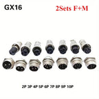 2 Sets  Male + Female GX16 Aviation Connector Plugs,2P/3P/4P/5P/6P/7P/8P/9P/10P Configurations Ideal