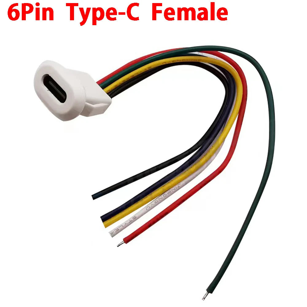 1pcs 4Pin USB C Connector Type-C Waterproof with PH 2.0 Nut Locking Plate Female TPC High Current Fast Charging Jack with CC Pin