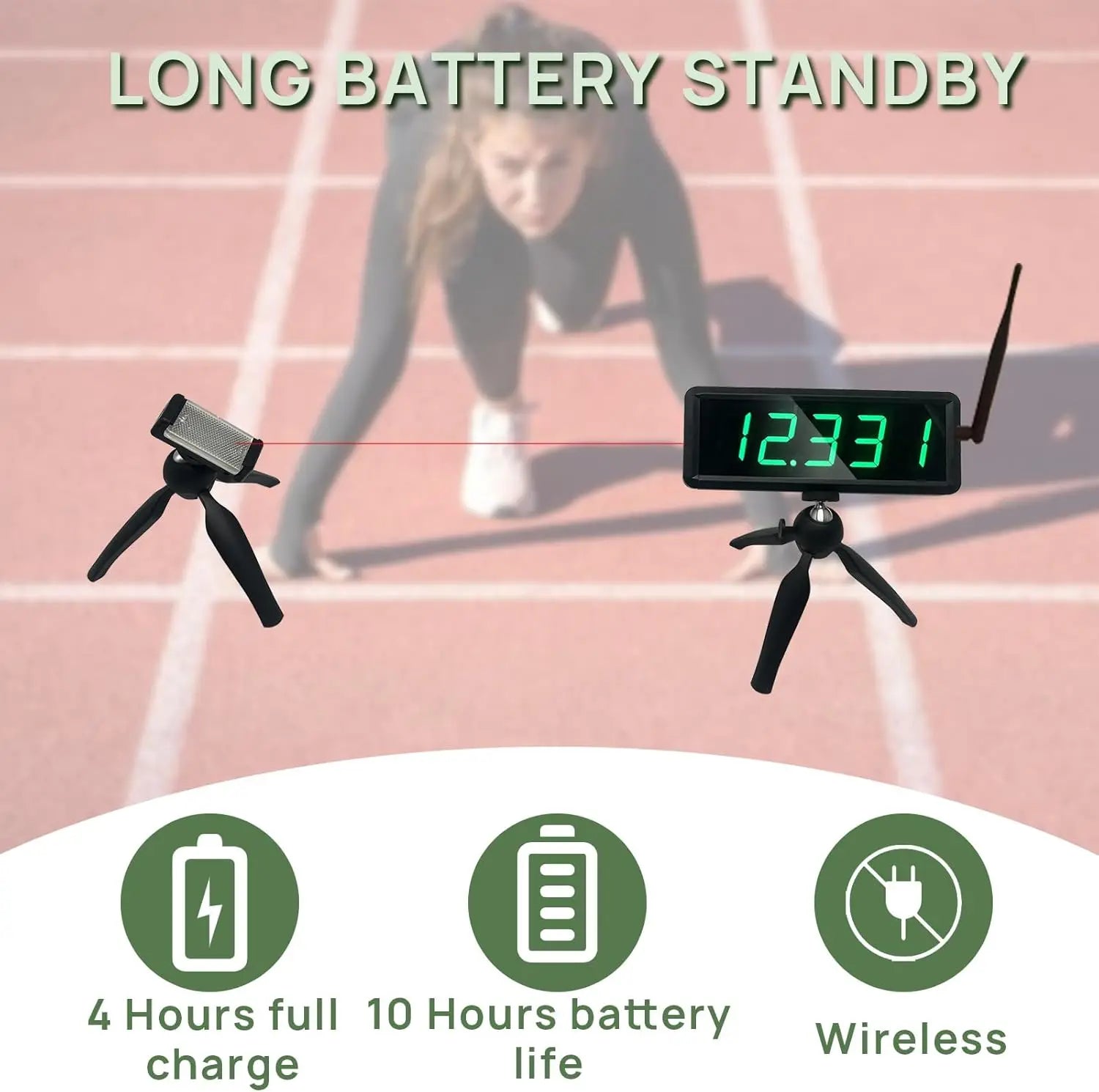 GANXIN Wireless Laser Timer for Sprints Race Clock Racing Timer With  Battery Powered