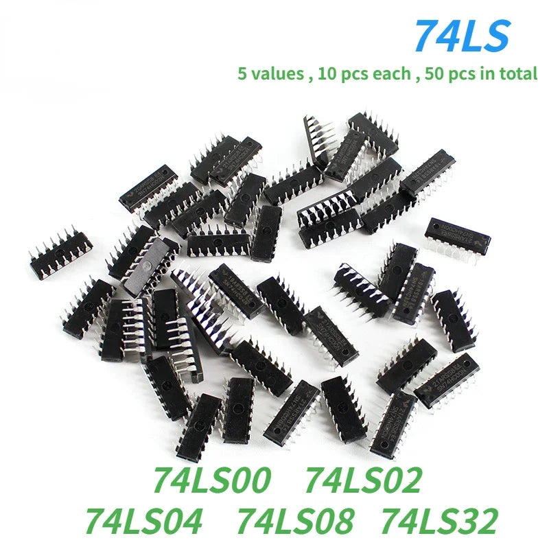 50PCS/Lot Integrated Circuit Logic IC Assortment Kit 74HC00 74LS00 CD4069 DIP-14 Chip Driver Electronic Components Kit IC Chip