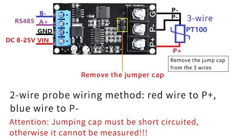 PT100 Platinum Thermal Resistance RTD Thermocouple Temperature Sensor Transmitter RS485 MODUBS RTU Module DC8-25V 8-13MA