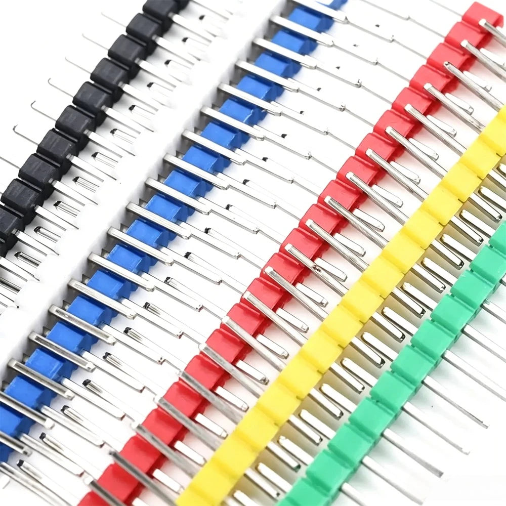 30pcs 2.54mm 40Pin 6color Red Black Yellow Green Blue White Breakable Gold Single Row PCB Male Header Connector Kit For Arduino
