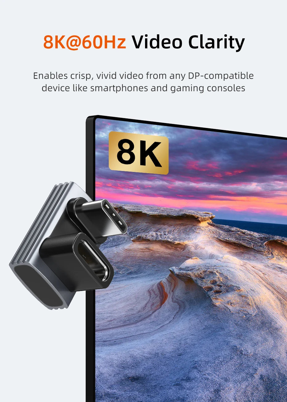 CABLETIME Type C Adapter 240W OTG USB C Adapter 8K 60Hz 40Gbps 90-Degree Converter USB4 Adapter for iPhone Adapter MacBook iPad