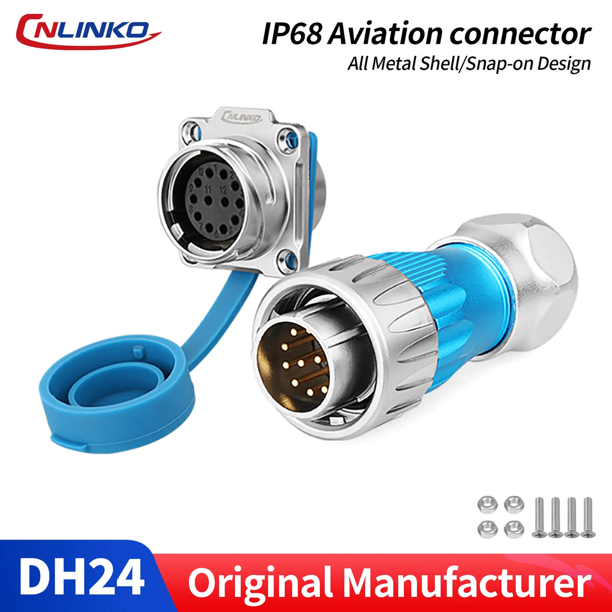 CNLINKO M24 Waterproof Circular Aviation Connector GEN3 10/12/19/24P Metal Shell Male/Female for Industrial & Medical Equipment