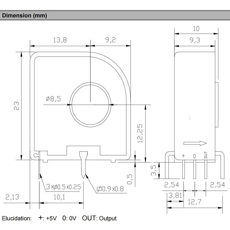 Hall Current Sensor Transformer QNHC3 Output 2.5±2V 1.65±0.625V Input 10A 20A 30A 50A 100A DC Hall Effect Current Transducer