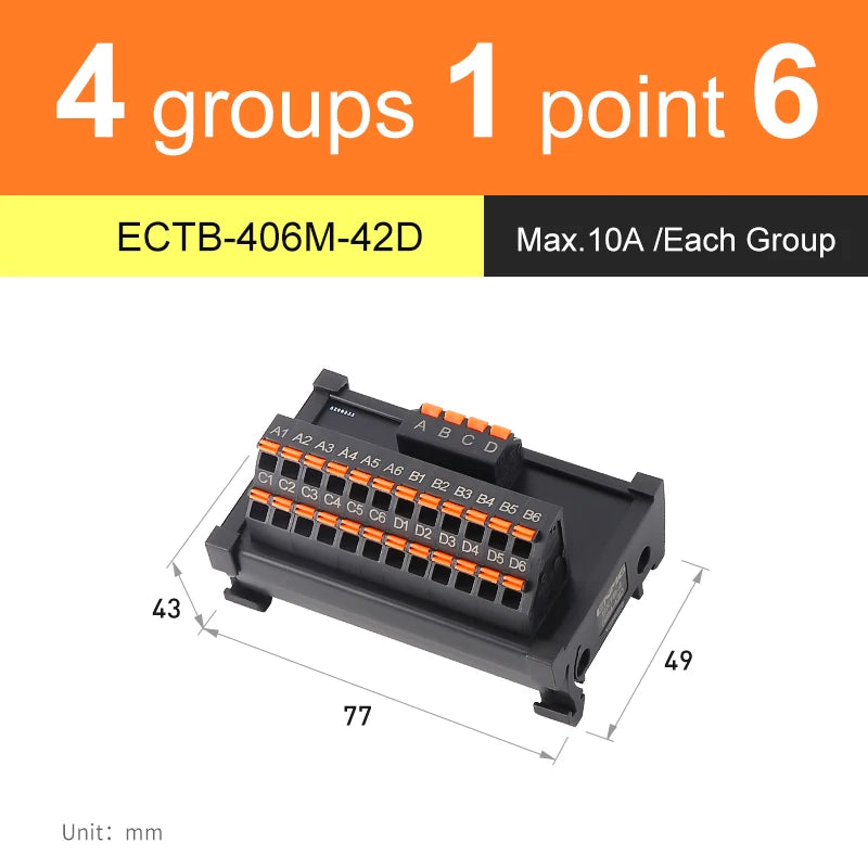ENMG Spring Terminals Save Wiring Split Terminal Block ECTB 10A Power Splitter PLC Terminal Block One to One 10~64