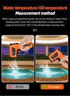 Non-contact Infrared Thermometer -40°C~1600°C High Temperature Meter with K-type Probe Laser Pyrometer Adjust Emissivity