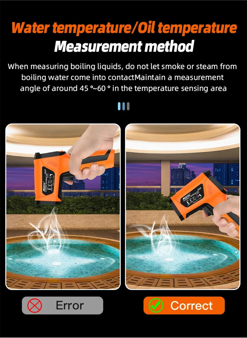 Non-contact Infrared Thermometer -40°C~1600°C High Temperature Meter with K-type Probe Laser Pyrometer Adjust Emissivity