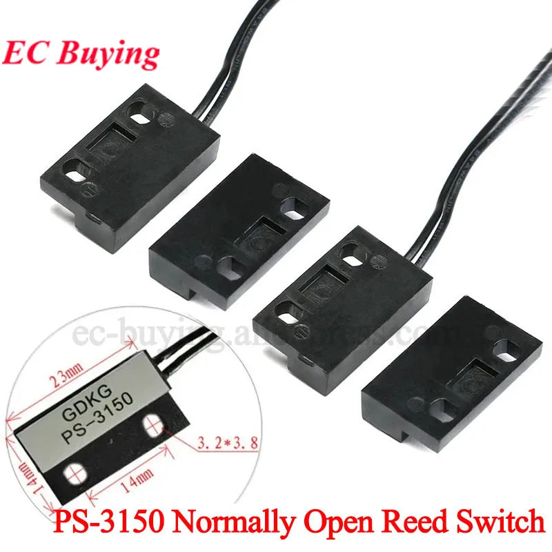 1-10Pcs PS-3150 Reed Switch Sensor PS3150 Normally Open NO Proximity Magnetic Door Window Contacts 30cm Wire Inductance Distance