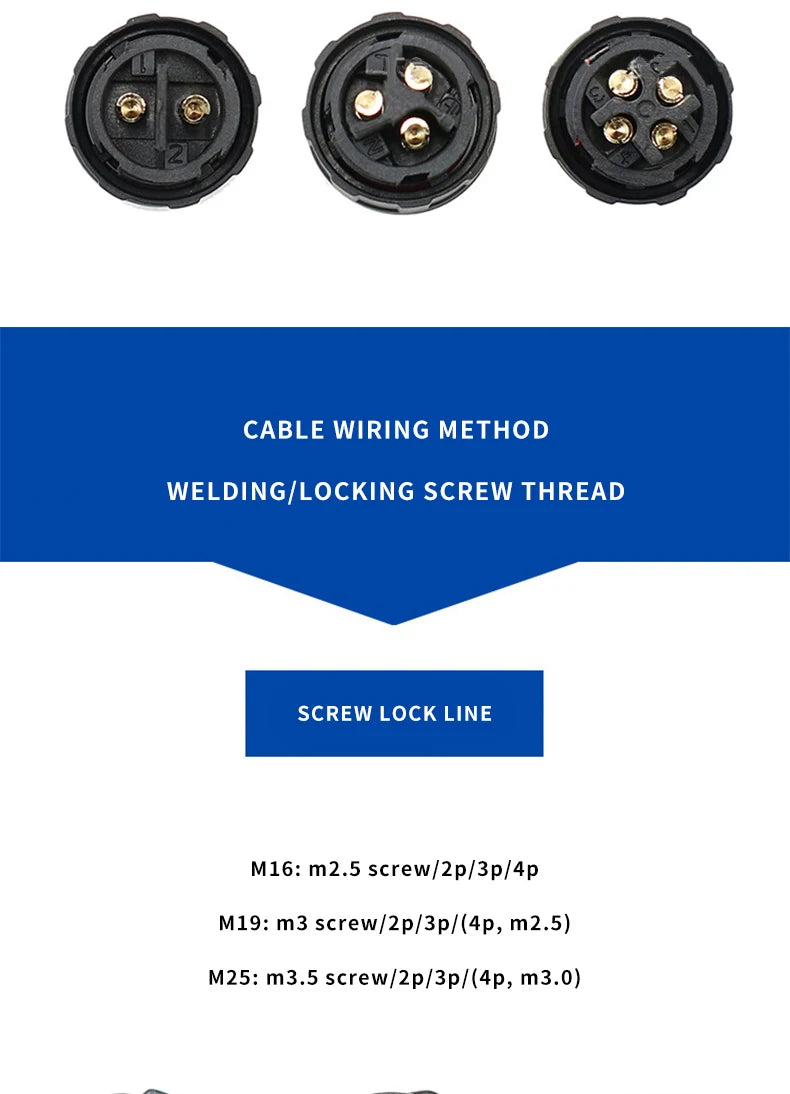 Waterproof M16 2 3 4 5Pin 6 7 8 9 Pin Cable Connector Outdoor IP68 Screw/Welding Male Female Wire Power Aviation Plug Connector