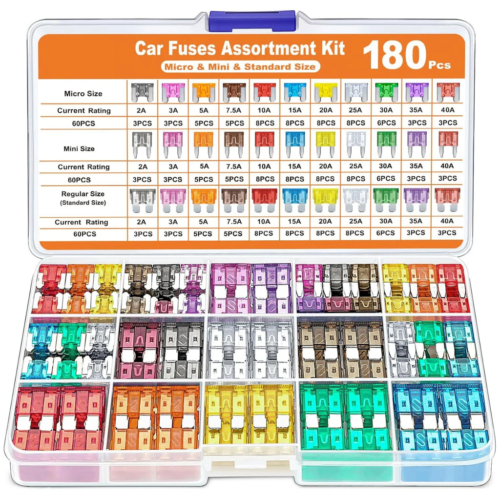 50/100/180pcs Car Blade Fuse Assortment Kit Auto Truck Automotive Medium Fuse Mixed Motorcycle Circuit Fuse With Box