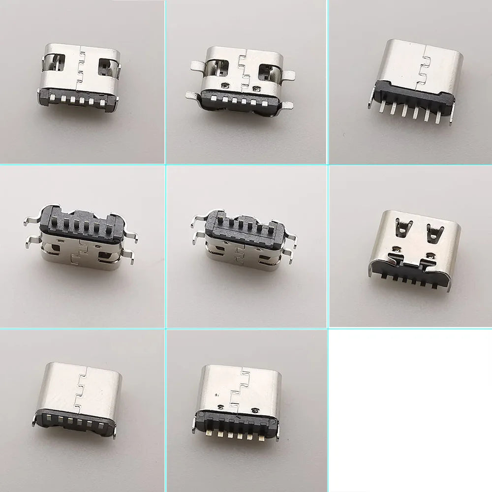 1Box Type-C USB Female Charging Dock Connectors Kit 2/6/16 Pin SMD DIP PCB DIY Repair Charging Port USB-C Type-C Socket Jack