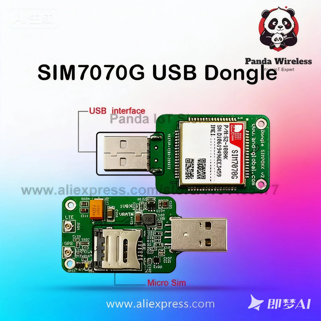 SIMCOM-Multi-Band USB Dongle with SIM, NB-IoT, GPRS Module for SIM7000, SIM800F, SIM900, LTE, CAT-M, CAT-NB, GSM