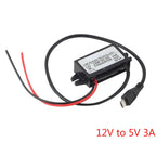 12V to 5V 3A15W DC DC Step Down Buck Converter Power Supply Module Type-C Adapter Male Female Micro USB Mini USB for Car ROHS CE
