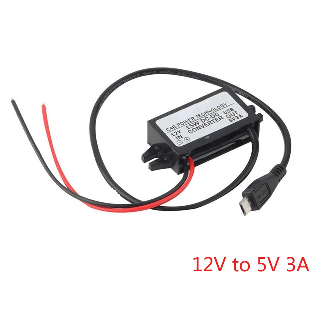12V to 5V 3A15W DC DC Step Down Buck Converter Power Supply Module Type-C Adapter Male Female Micro USB Mini USB for Car ROHS CE