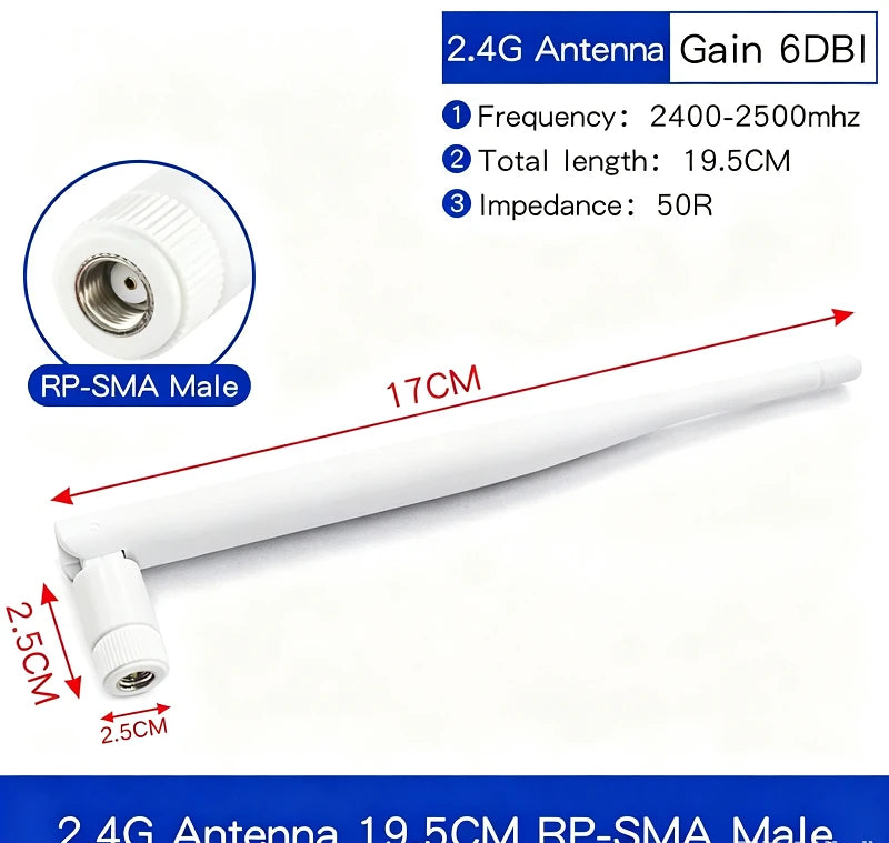 WiFi Antenna 6DBI 2.4GHz Foldable Glue Stick Antenna SMA Male Connector 2400-2500MHz Signal Booster For WiFi Router Wireless