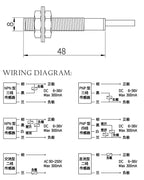 LJ8A3 Inductive Proximity Switch Sensor Switch M8 1mm 2mm NPN PNP 6-36V Open Close NO NC BX/BY/AX/AY/EX/DX/EZ/DZ Metal Switch