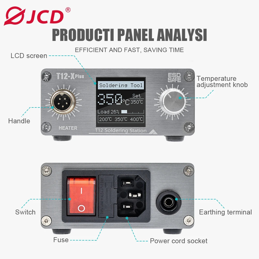 JCD T12-X PLUS Soldering Station Electronic Soldering Iron With T12 Tips For PCB Repair Mobile Phone Board Welding Repair Tools