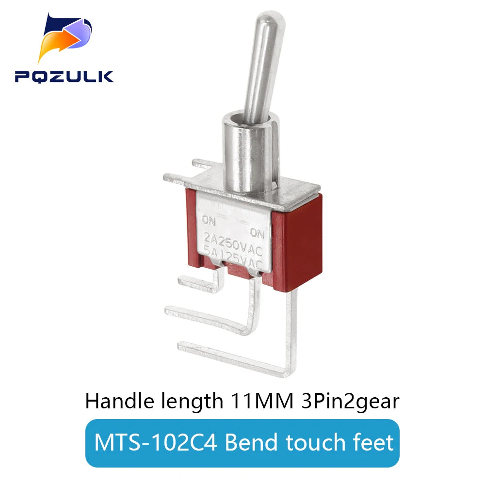 Vertical Right Angle 2/3/10A 125/250V AV 3/6Pins 2/3Position SPDT PCB Mount Toggle Switch ON-OFF-ON Rocker Switche ON-ON
