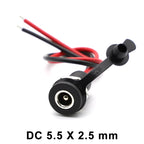 1/5/10pcs DC 5.5 X 2.1mm 5.5X2.5mm Battery DC Power Female Socket Waterproof Connector with 2 Pin 18AWG Pigtail Wire Cable DIY