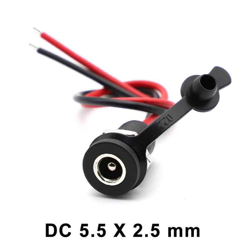 1/5/10pcs DC 5.5 X 2.1mm 5.5X2.5mm Battery DC Power Female Socket Waterproof Connector with 2 Pin 18AWG Pigtail Wire Cable DIY
