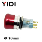 16mm 19mm 22mm Emergency Stop Switch Mushroom Round E-stop Metal Push Button Stop Switch 1NO1NC 2NO2NC Latching Switch On Off