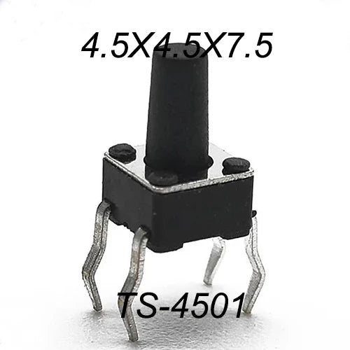 50PCS 4.5X4.5MM 4Pin DIP H=3.5/3.8/4.0/4.3~12mm 12V Tiny Button Tact Switch 260GF Momentary Tactical Push Button Parts Repair