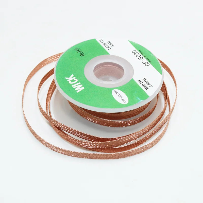 Desoldering Braid Copper Mesh Wire 1.5/2.0/2.5/3.0mm Welding Cable Solder Wick Tin Lead Cord Flux for Soldering PCB Remove Tool