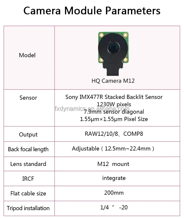 New Original Raspberry Pi High Quality HQ M12 Camera Module 12.3MP IMX477 Sensor Support for M12-Mount Lens Camera Accessories