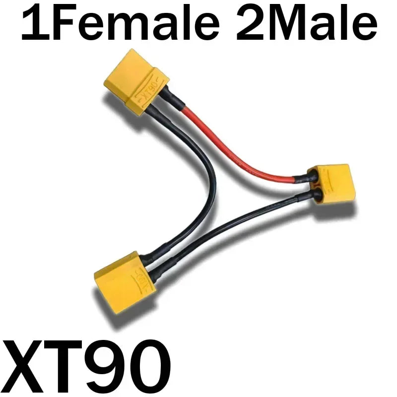 XT90 Connector Male to Female Battery Adapter Series Y Shape Rc Helicopter Connection Cable 14AWG 10CM Heat-Resistant Silicone 