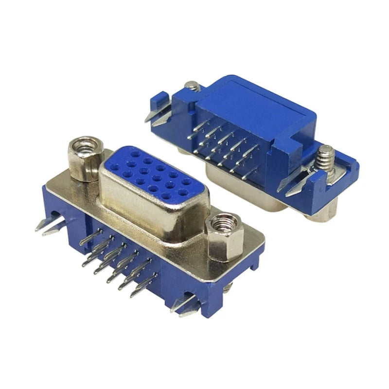 5/10PCS DB15 DR15 3Rows Blue Parallel Port 15 Pin D Sub Female 15pin PCB 90 Degree Connector DB15 Socket 3.08mm VGA Adapter