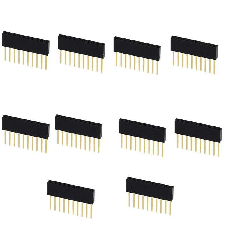 10PCS 2.54mm Pitch Straight Pin Header Male Connector 1x6/1x8/1x10/1x15/1x20/1x40 2x6/2x8/2x10/2x20 Single/Double Row PC
