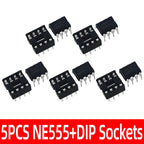 10pair/20pair NE555 NE555P IC 555 Timer Programming Oscillator Chip & 8 Pin DIP Sockets