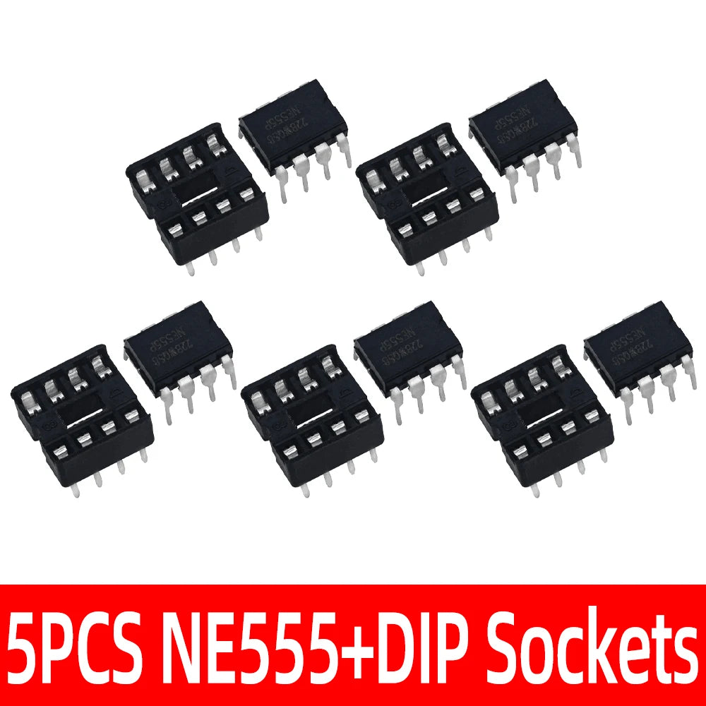 10pair/20pair NE555 NE555P IC 555 Timer Programming Oscillator Chip & 8 Pin DIP Sockets