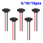 5/10/15PCS Flat Black Type-C Female Chassis 2 Pin Type-C Female Socket Connector Jack Female Charging Port 3A USB-C Charger Plug