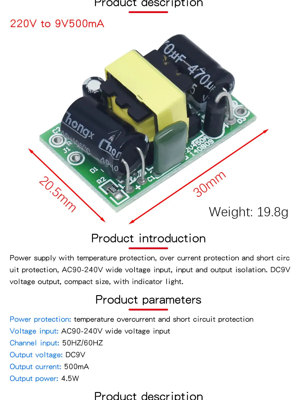 AC-DC 3.3V/5V/12V Precision Buck Converter AC 220v to 5v DC step down Transformer power supply module 1A 12W