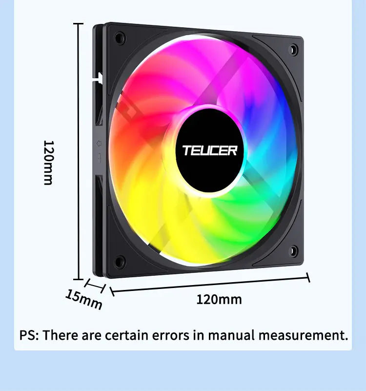 TEUCER ARGB CPU Case Fan 120mm Low Noise Ultra-thin Design 5V 3PIN Motherboard Lighting Sync PWM 800-2400RPM Case Cooler Fan