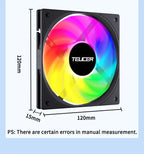 TEUCER ARGB CPU Case Fan 120mm Low Noise Ultra-thin Design 5V 3PIN Motherboard Lighting Sync PWM 800-2400RPM Case Cooler Fan