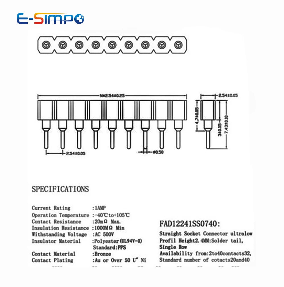 10pcs 2.0mm/2.54mm Pitch 1/2x40Pin Single/Double RowCrystal IC Socket Hole Round Male Female Pin Header Connector