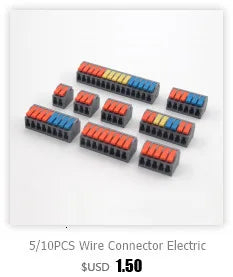 Wire Connector 222-412 2 Pin Splicing Terminal Blocks Led Strip Lighting Electric Quick Connectors Mini Conductor Rail Conector