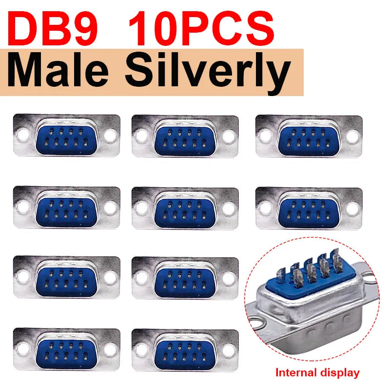 10PCS DB9 Adapter Connector Core RS232 Serial COM Plug Connectors Hole/pin DB15 Female Male Port Socket D Sub DP9 Plastic Case