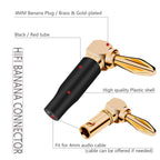 20PCS 4mm L-shaped Right Angle Banana Plug Soft Plastic Shell 90 Degree Banana Connector Red Black for Audio Video Speaker