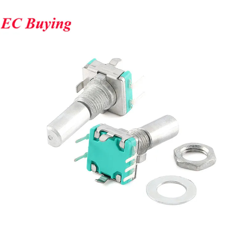 5Pcs/1pc Rotary Encoder EC11 EC12 EC16 15mm 20mm Half Plum Axis Handle Length Code Switch Digital Potentiometer with Switch 5Pin