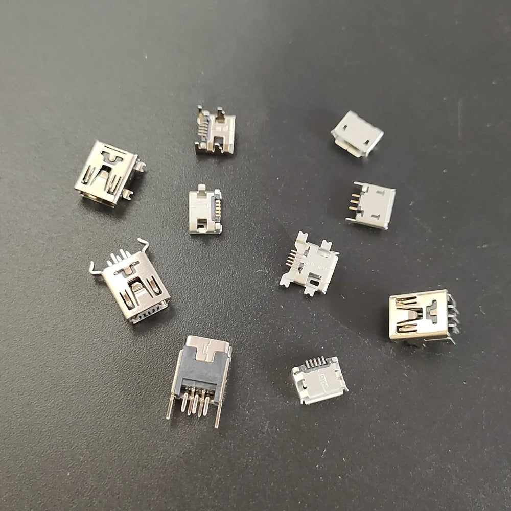 10 Models 50pcs/Lot Micro USB Connector, Mini Usb Jack Tail Socket for Charging Port
