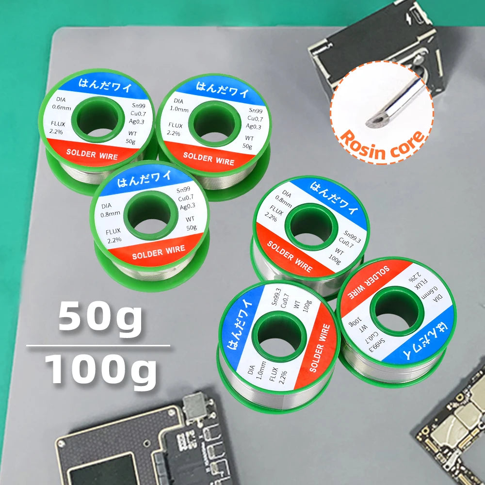 Sn99.3 Cu0.7 50G 100G Lead Free Solder Wire Tin 0.5/0.6/0.8/1.0mm Rosin Core Solder Welding Soldering Iron