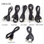USB Type A Male to DC 5.5 2.1 2.5 2.0 3.5x1.35 4.0x1.7mm Mini 5pin Power Supply Plug Jack Extend Charging Cable Connector B4