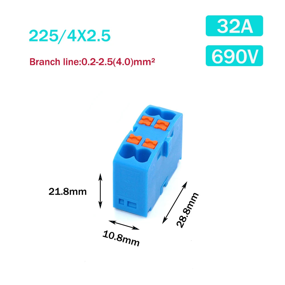 Wire Electrical Connectors PTFIX 2.5mm Wire Merging And Branching Device Push-in Terminal Block Connector Mount On Din Rail